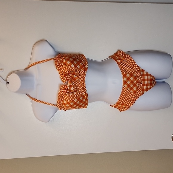Betsey Johnson Vintage Checkered Retro Pin-Up Ruffle 2 PC Bikini Size Medium - Picture 1 of 9